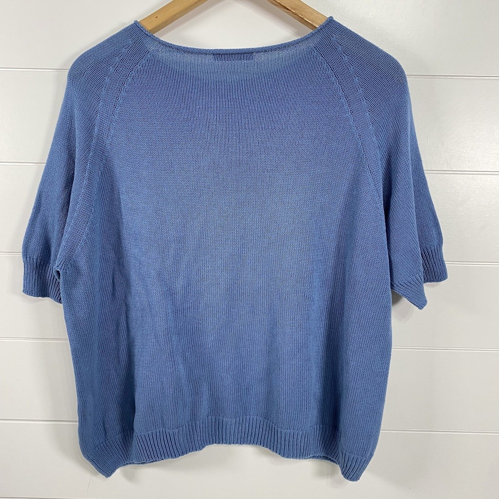 Baraka & Ziggy Sweater Womens Large Blue Short Sleeve Knit Pullover Italy Cotton - Picture 4 of 9